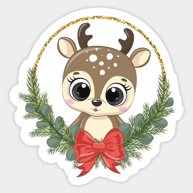 Cute reindeer for new year and christmas Sticker by kameleon